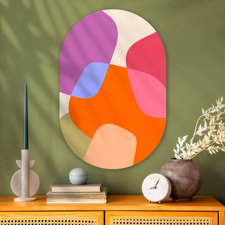 Glasbild Oval - Zusammenfassung – Formen – Modern – Farbenfroh — 2