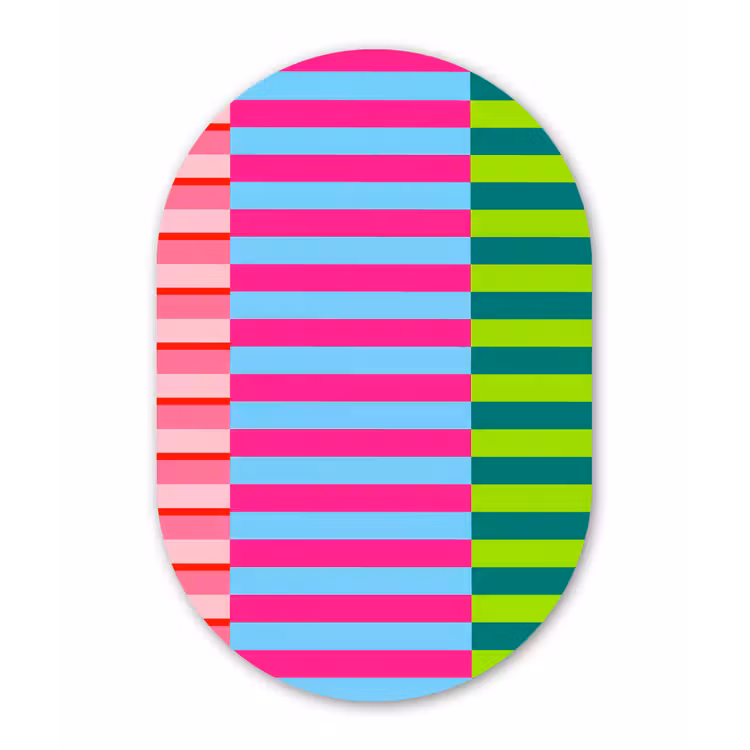 Glasbild Oval - Muster – Streifen – Modern – Abstrakt – Bunt — 1