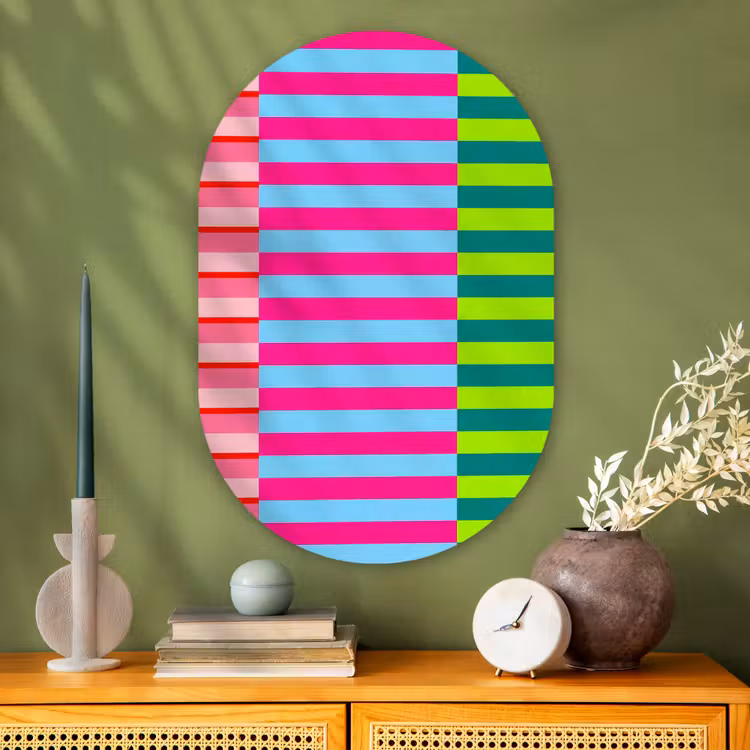 Glasbild Oval - Muster – Streifen – Modern – Abstrakt – Bunt — 2