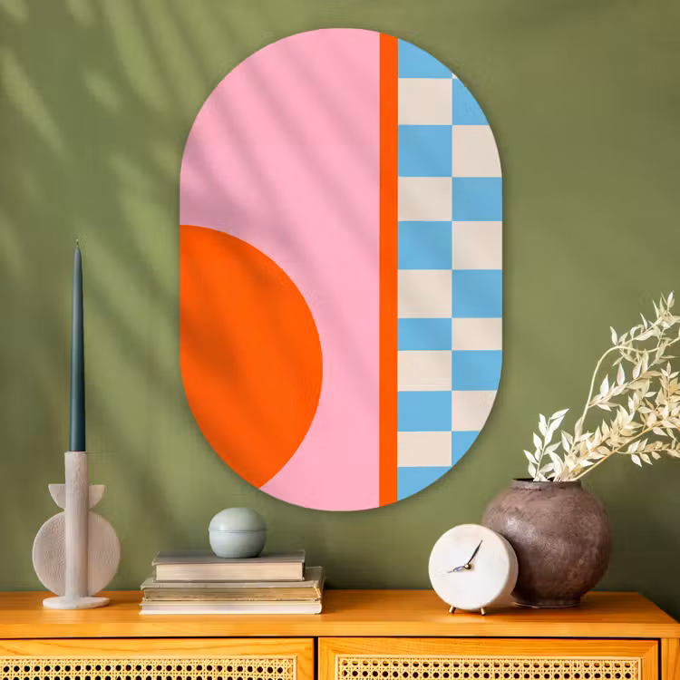 Glasbild Oval - Zusammenfassung – Formen – Geometrisch – Modern – Farbenfroh — 2