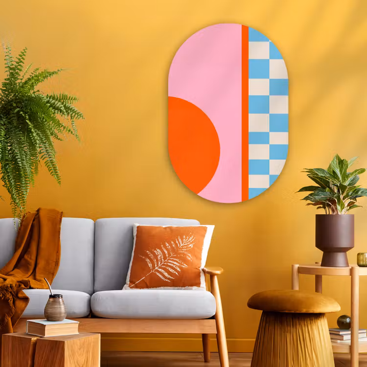 Glasbild Oval - Zusammenfassung – Formen – Geometrisch – Modern – Farbenfroh — 3