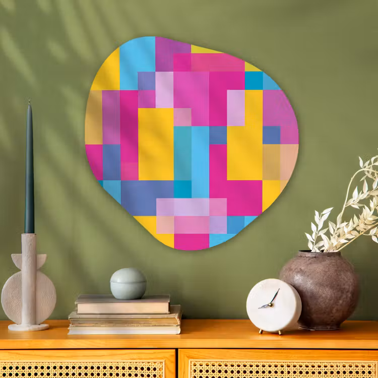 Glasbild Organische Form - Abstrakt – Geometrisch – Kunst – Farbenfroh – Modern — 2