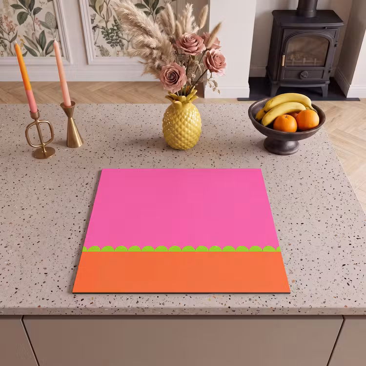 Herdabdeckplatte - Zusammenfassung – Geometrisch – Farbblöcke – Rosa – Orange — 2
