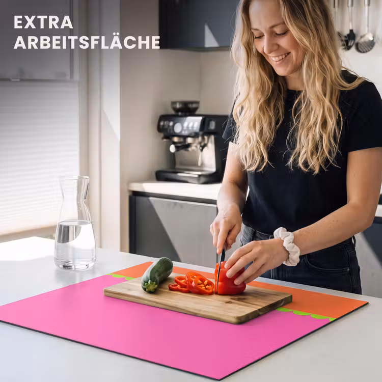 Herdabdeckplatte - Zusammenfassung – Geometrisch – Farbblöcke – Rosa – Orange — 4