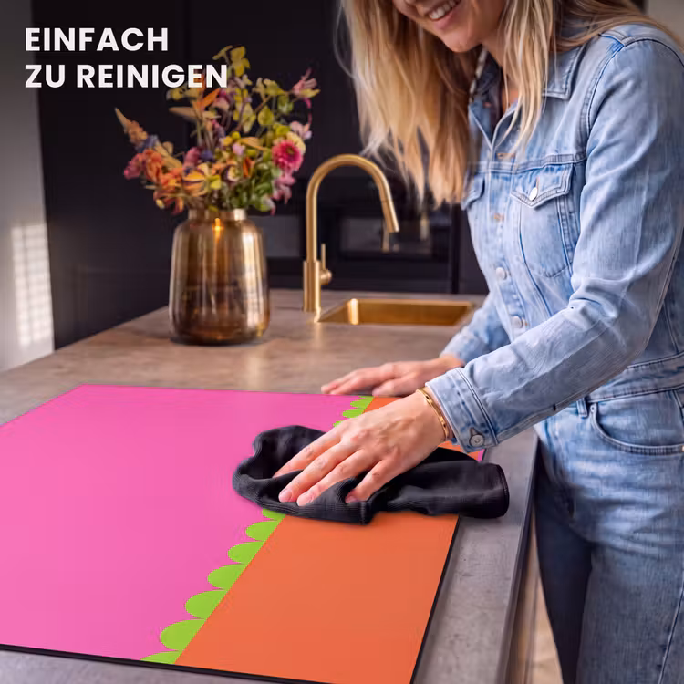 Herdabdeckplatte - Zusammenfassung – Geometrisch – Farbblöcke – Rosa – Orange — 6
