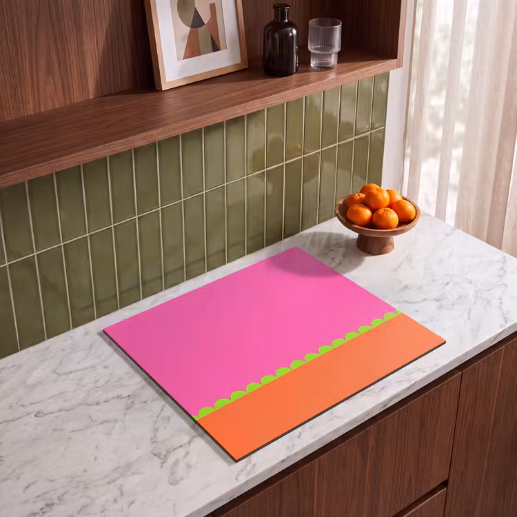 Herdabdeckplatte - Zusammenfassung – Geometrisch – Farbblöcke – Rosa – Orange — 8