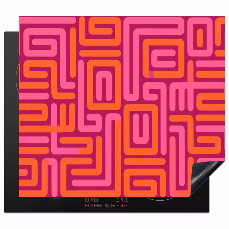 Herdabdeckplatte - Zusammenfassung – Muster – Linien – Rosa – Orange — 1