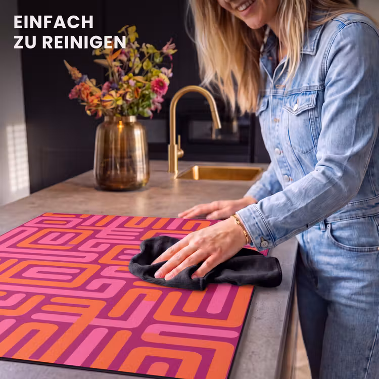 Herdabdeckplatte - Zusammenfassung – Muster – Linien – Rosa – Orange — 6
