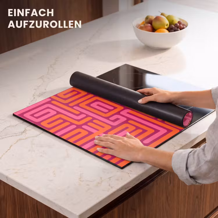 Herdabdeckplatte - Zusammenfassung – Muster – Linien – Rosa – Orange — 7