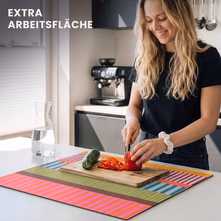 Herdabdeckplatte - Zusammenfassung – Streifen – Modern – Farbenfroh – Kunst — 4