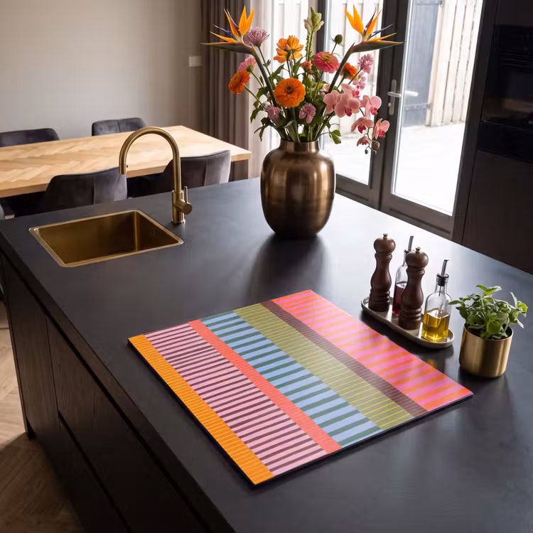 Herdabdeckplatte - Zusammenfassung – Streifen – Modern – Farbenfroh – Kunst — 5