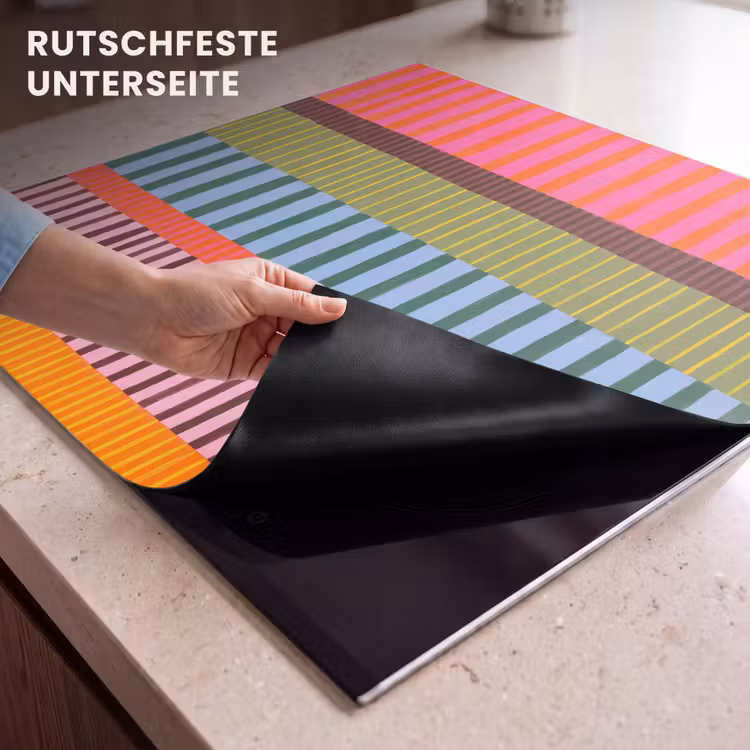 Herdabdeckplatte - Zusammenfassung – Streifen – Modern – Farbenfroh – Kunst — 9
