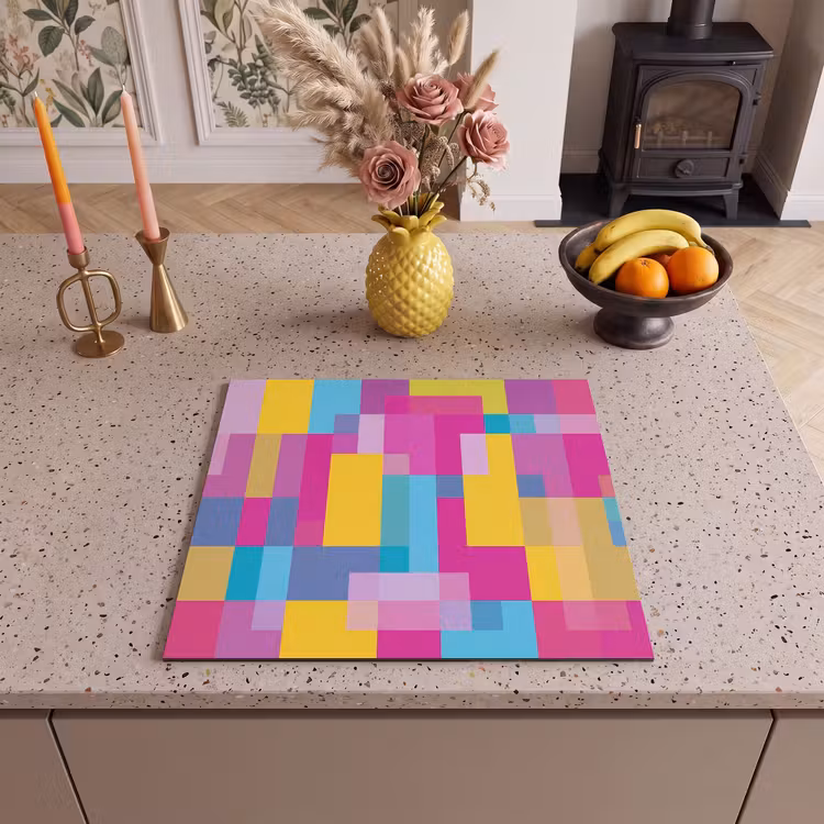 Herdabdeckplatte - Abstrakt – Geometrisch – Kunst – Farbenfroh – Modern — 2