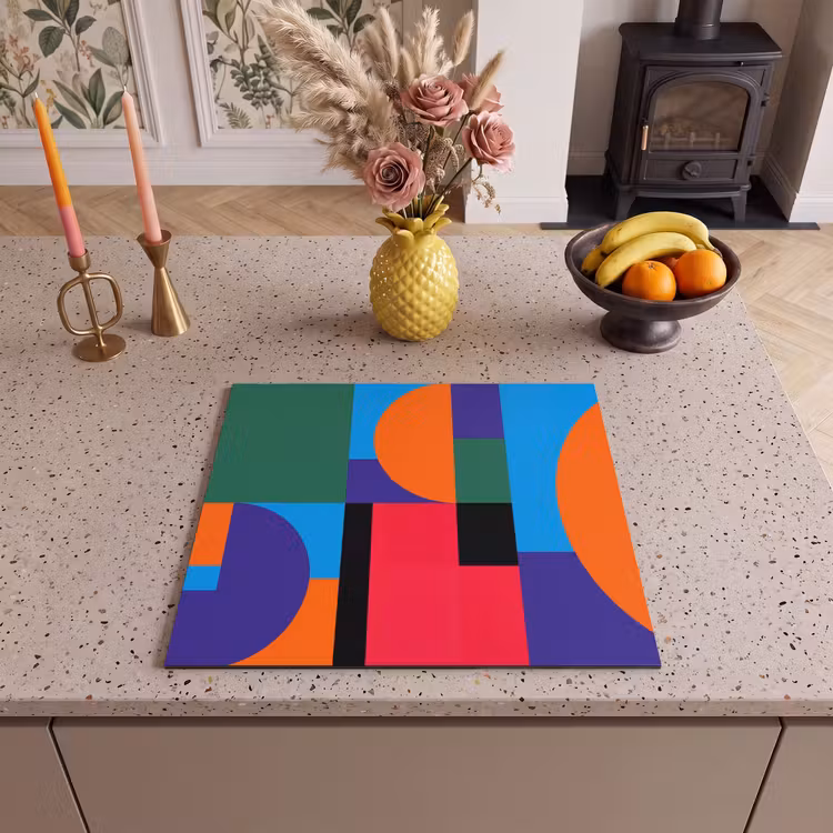 Herdabdeckplatte - Geometrisch – Abstrakt – Formen – Farbenfroh – Modern — 2