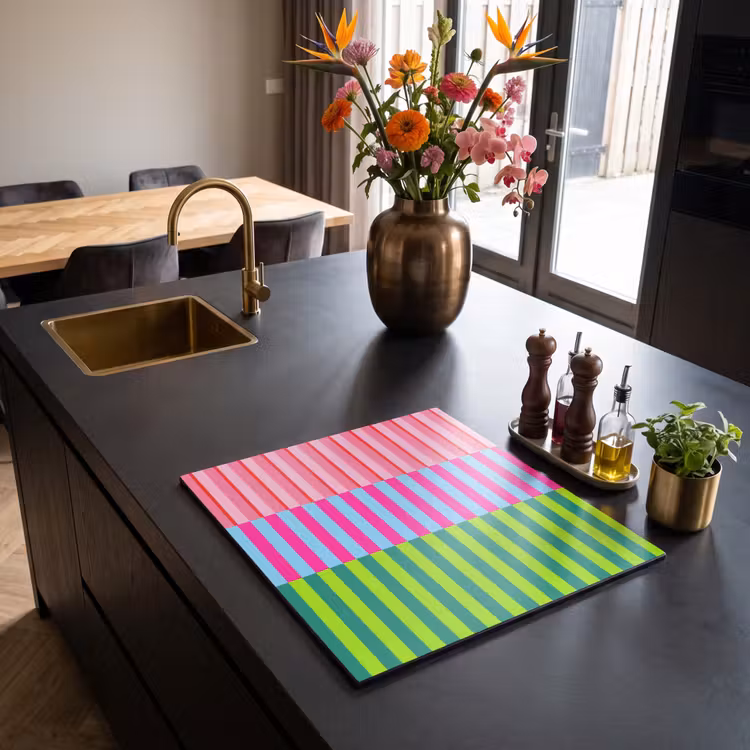 Herdabdeckplatte - Muster – Streifen – Modern – Abstrakt – Bunt — 5