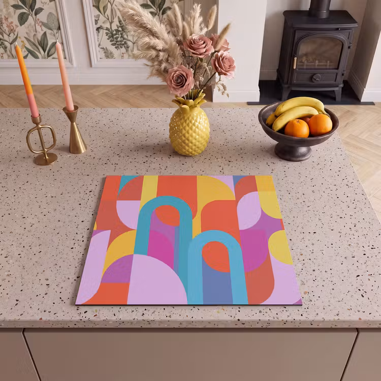 Herdabdeckplatte - Zusammenfassung – Geometrie – Farbenfroh – Modern – Kunst — 2