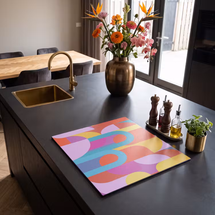 Herdabdeckplatte - Zusammenfassung – Geometrie – Farbenfroh – Modern – Kunst — 5