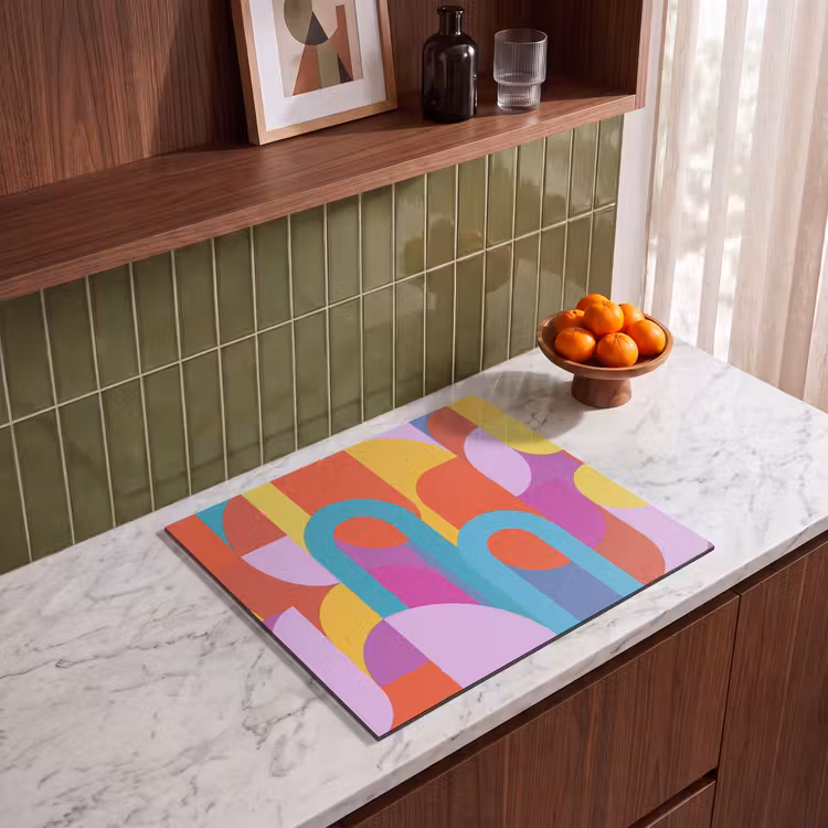 Herdabdeckplatte - Zusammenfassung – Geometrie – Farbenfroh – Modern – Kunst — 8