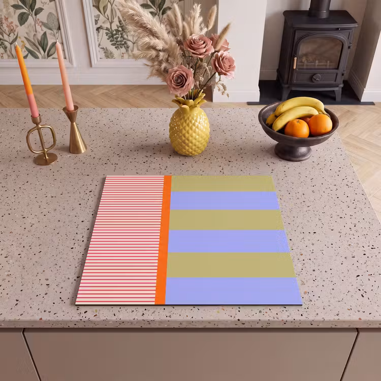 Herdabdeckplatte - Zusammenfassung – Geometrie – Streifen – Blöcke – Rot — 2