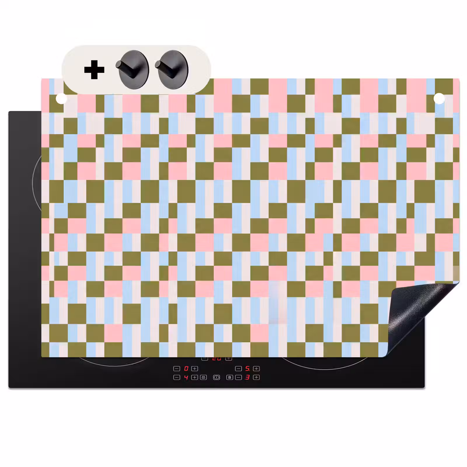 2-in-1 Herdabdeckplatte & Spritzschutz - Muster – Geometrisch – Abstrakt – Farbenfroh – Modern — 1