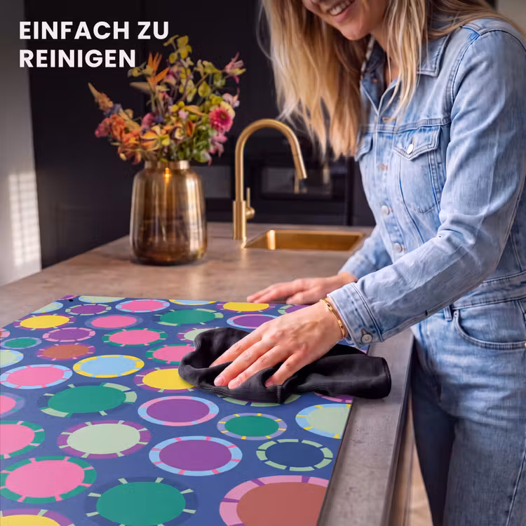 2-in-1 Herdabdeckplatte & Spritzschutz - Muster – Kreise – Abstrakt – Bunt — 5
