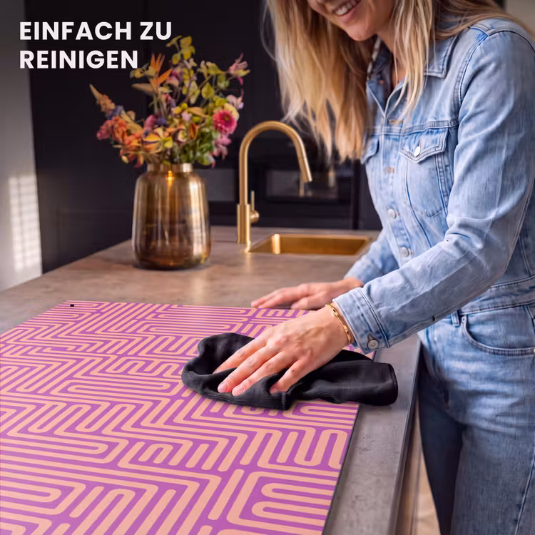 2-in-1 Herdabdeckplatte & Spritzschutz - Muster – Linien – Abstrakt – Modern – Lila — 5