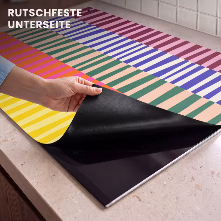2-in-1 Herdabdeckplatte & Spritzschutz - Muster – Streifen – Abstrakt – Modern – Farbenfroh — 4