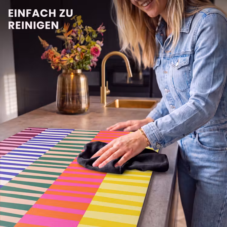2-in-1 Herdabdeckplatte & Spritzschutz - Muster – Streifen – Abstrakt – Modern – Farbenfroh — 5