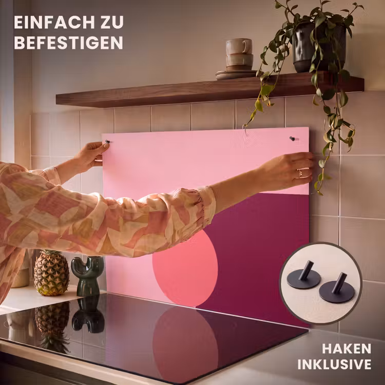2-in-1 Herdabdeckplatte & Spritzschutz - Zusammenfassung – Formen – Rosa – Modern – Design — 7