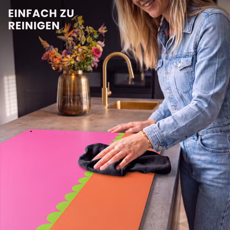 2-in-1 Herdabdeckplatte & Spritzschutz - Zusammenfassung – Geometrisch – Farbblöcke – Rosa – Orange — 5