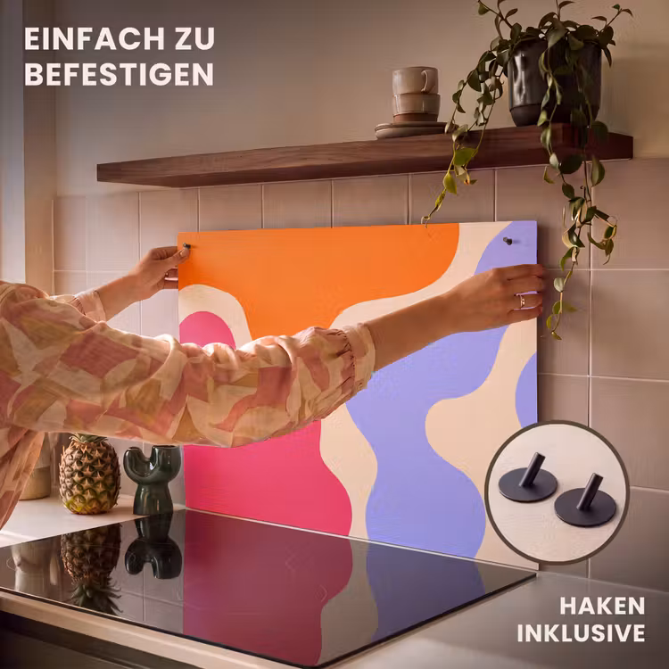 2-in-1 Herdabdeckplatte & Spritzschutz - Zusammenfassung – Organische Formen – Design – Modern – Farbenfroh — 7