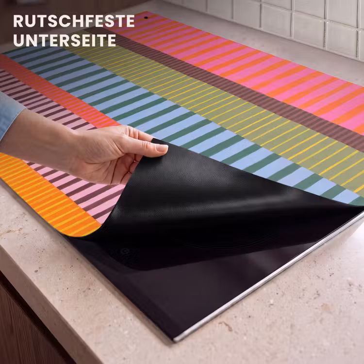 2-in-1 Herdabdeckplatte & Spritzschutz - Zusammenfassung – Streifen – Modern – Farbenfroh – Kunst — 4