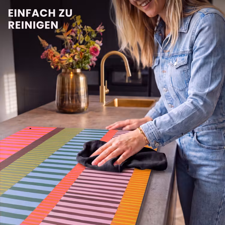 2-in-1 Herdabdeckplatte & Spritzschutz - Zusammenfassung – Streifen – Modern – Farbenfroh – Kunst — 5