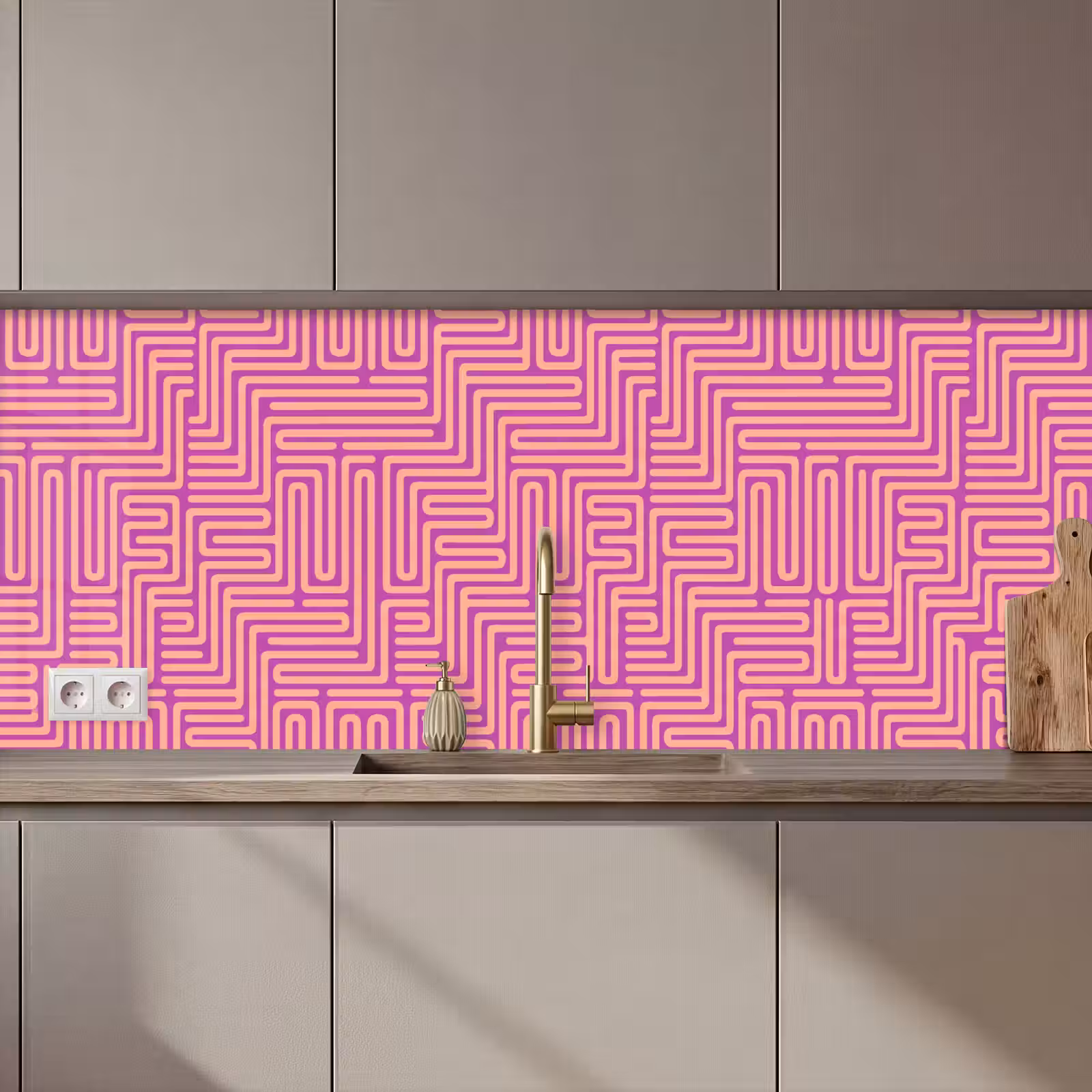 Küchenrückwand - Muster – Linien – Abstrakt – Modern – Lila — 1