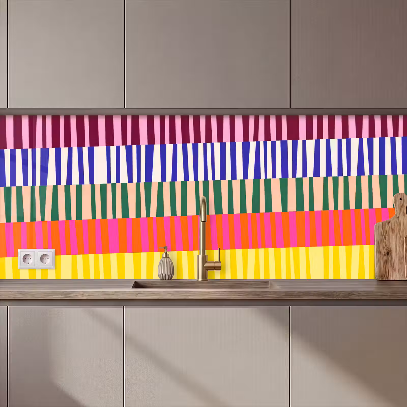 Küchenrückwand - Muster – Streifen – Abstrakt – Modern – Farbenfroh — 1