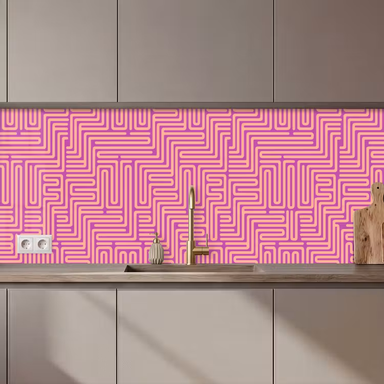 Küchenrückwand - Muster – Linien – Abstrakt – Modern – Lila — 1