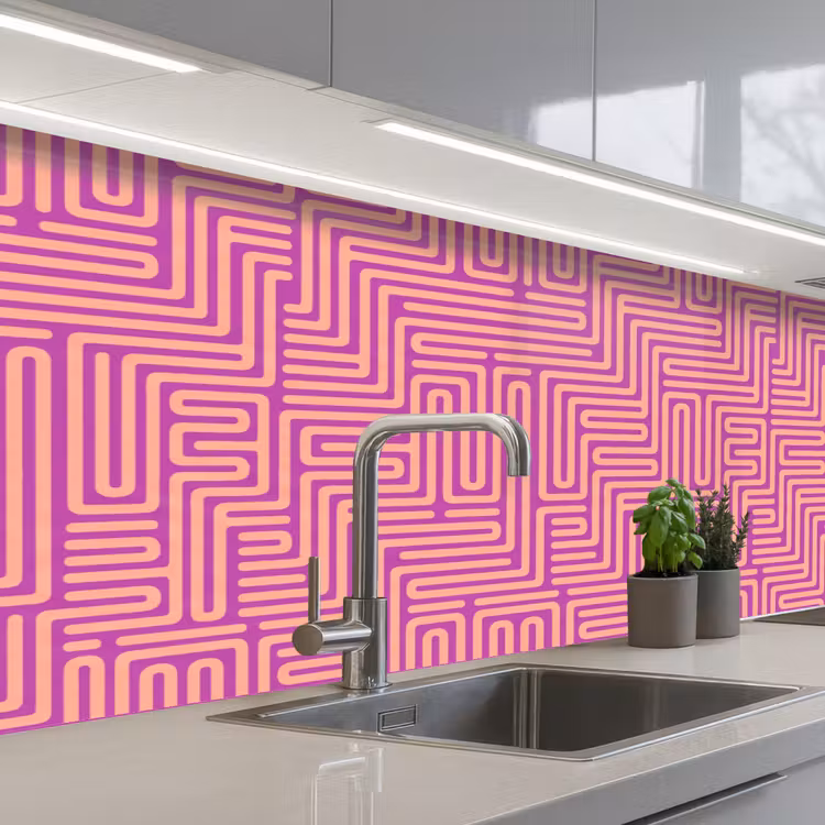 Küchenrückwand - Muster – Linien – Abstrakt – Modern – Lila — 2