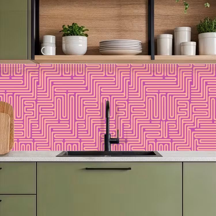 Küchenrückwand - Muster – Linien – Abstrakt – Modern – Lila — 8