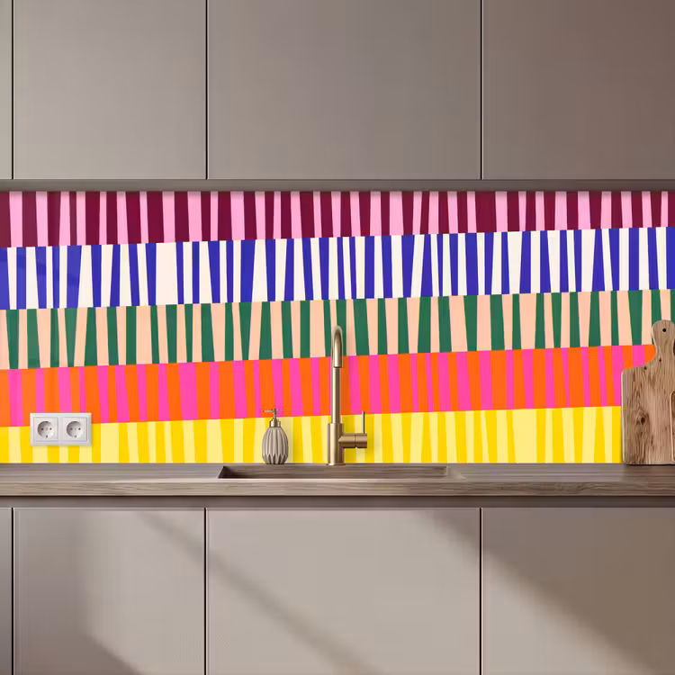 Küchenrückwand - Muster – Streifen – Abstrakt – Modern – Farbenfroh — 1
