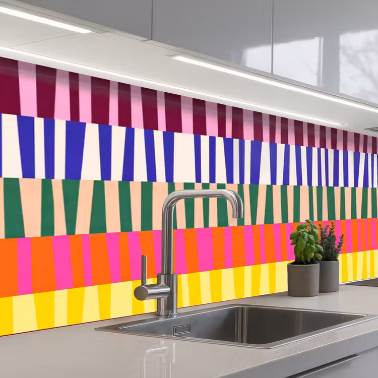 Küchenrückwand - Muster – Streifen – Abstrakt – Modern – Farbenfroh — 2