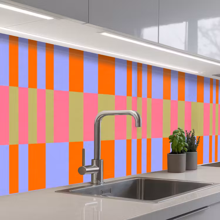 Küchenrückwand - Zusammenfassung – Muster – Geometrisch – Farbenfroh – Modern — 2