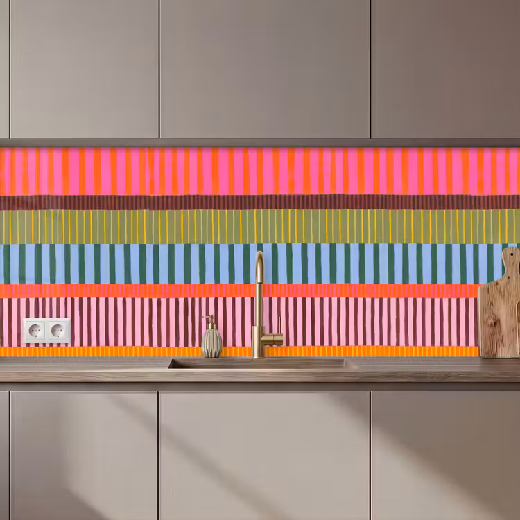 Küchenrückwand - Zusammenfassung – Streifen – Modern – Farbenfroh – Kunst — 1
