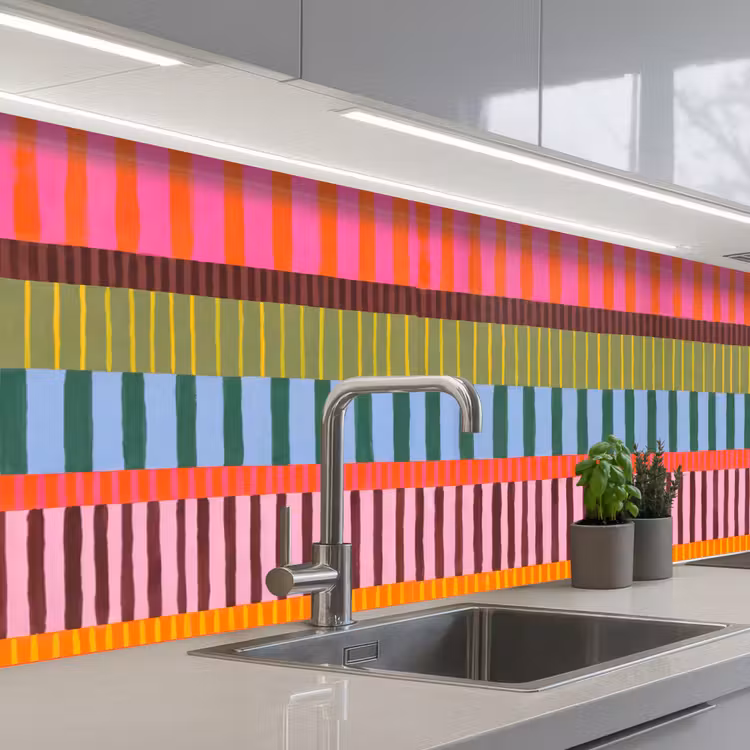 Küchenrückwand - Zusammenfassung – Streifen – Modern – Farbenfroh – Kunst — 2