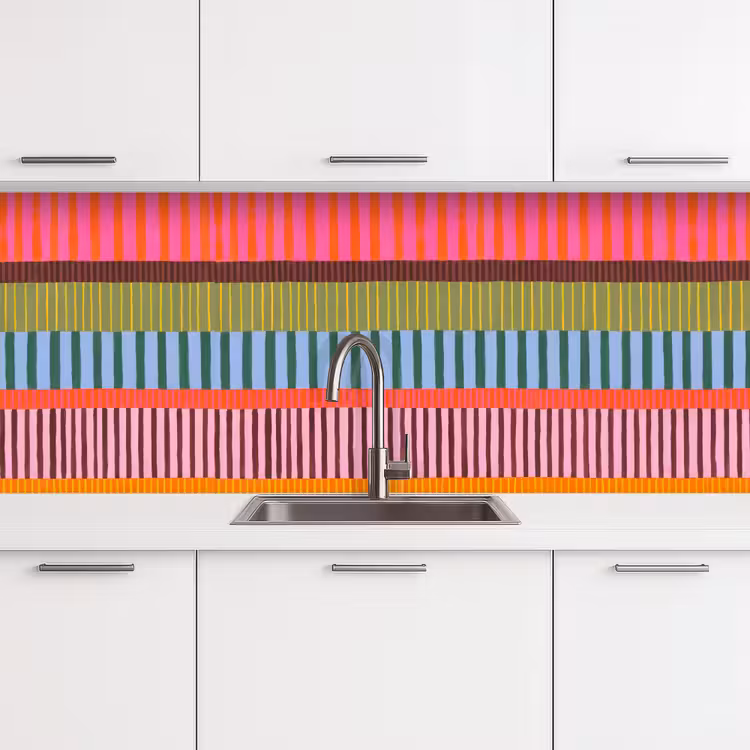 Küchenrückwand - Zusammenfassung – Streifen – Modern – Farbenfroh – Kunst — 4
