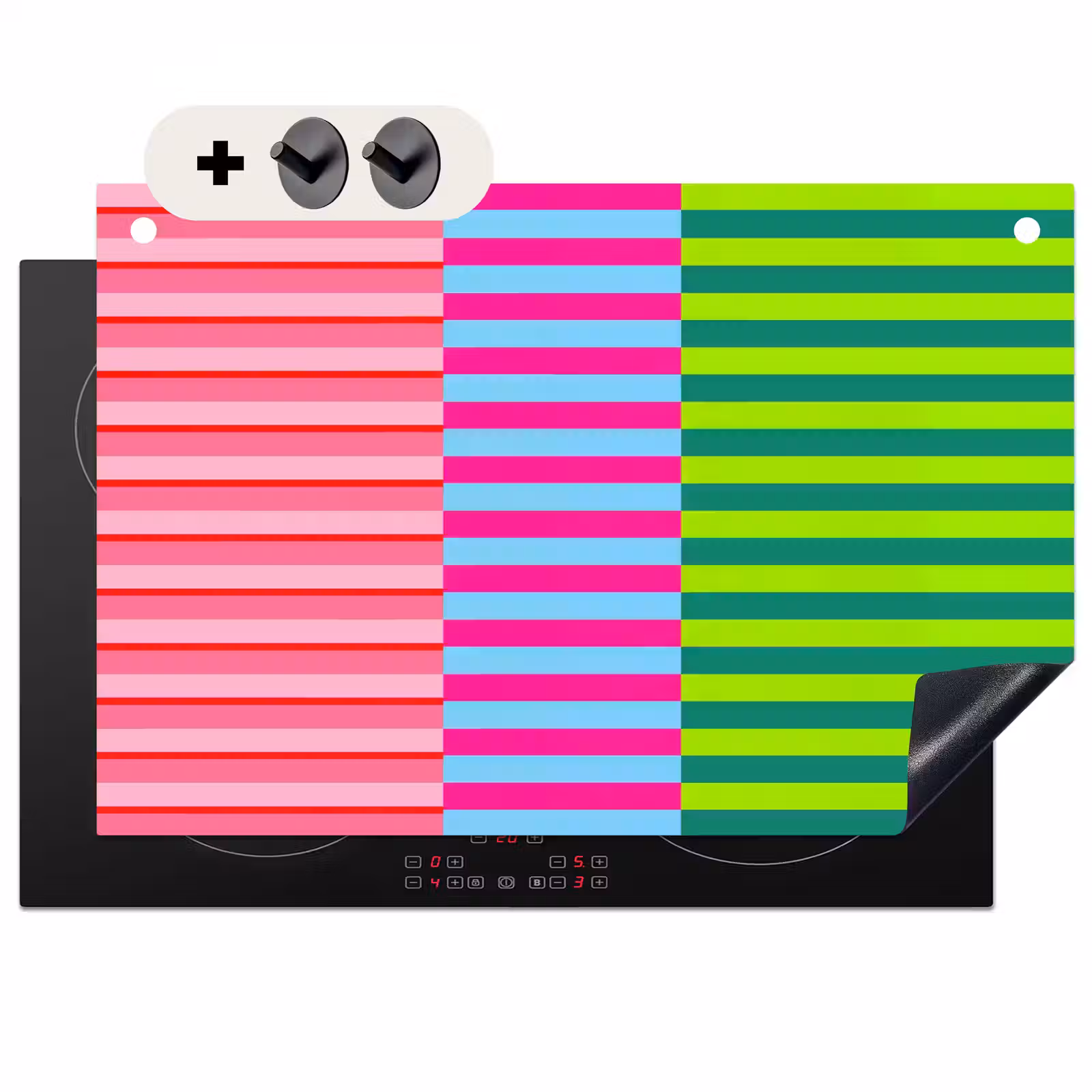 2-in-1 Herdabdeckplatte & Spritzschutz - Muster – Streifen – Modern – Abstrakt – Bunt — 1