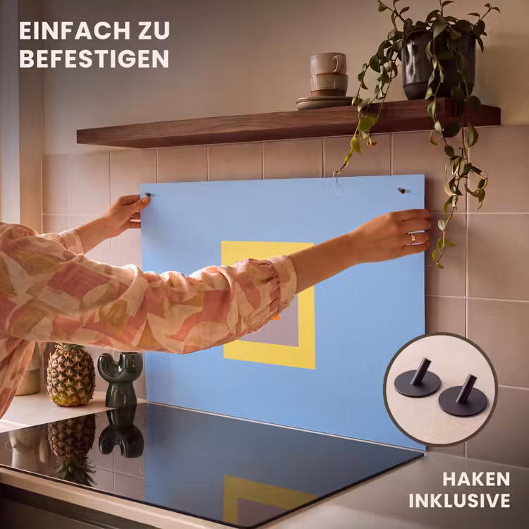 2-in-1 Herdabdeckplatte & Spritzschutz - Abstrakt – Geometrisch – Farbenfroh – Modern – Formen — 7