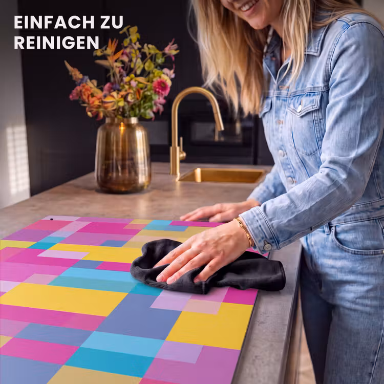 2-in-1 Herdabdeckplatte & Spritzschutz - Abstrakt – Geometrisch – Kunst – Farbenfroh – Modern — 5