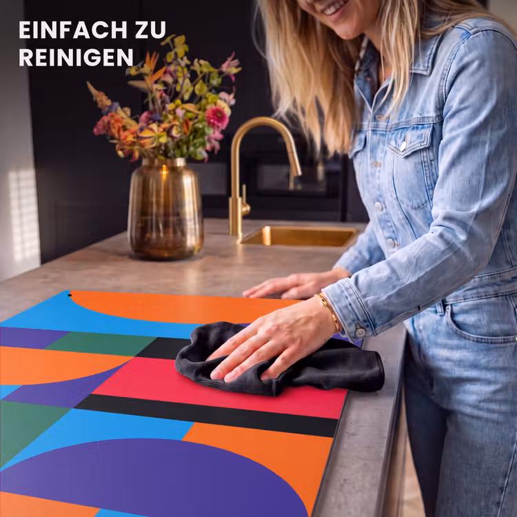 2-in-1 Herdabdeckplatte & Spritzschutz - Geometrisch – Abstrakt – Formen – Farbenfroh – Modern — 5