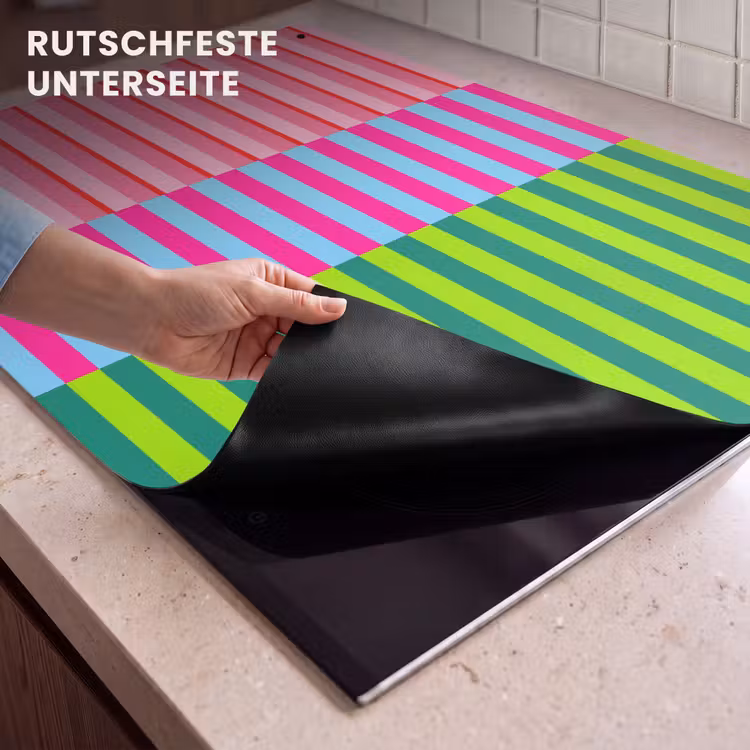 2-in-1 Herdabdeckplatte & Spritzschutz - Muster – Streifen – Modern – Abstrakt – Bunt — 4