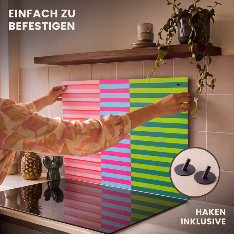 2-in-1 Herdabdeckplatte & Spritzschutz - Muster – Streifen – Modern – Abstrakt – Bunt — 7